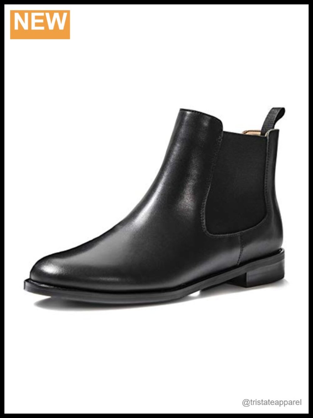 Classic Leather Chelsea Boots Women Ankle Bootie Slip-On Low Heel